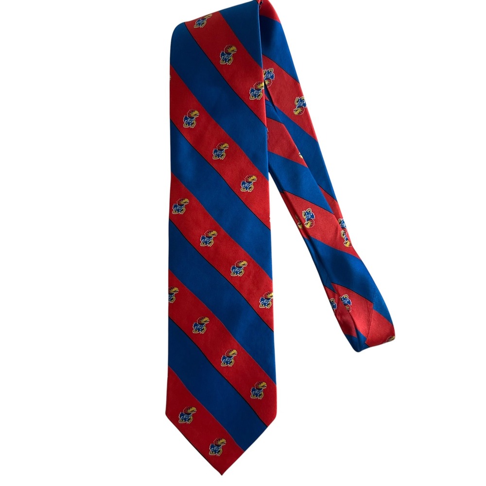 VARSITY VESTS ELITE Kansas University Jayhawks Red Blue Mens‎ Silk Tie